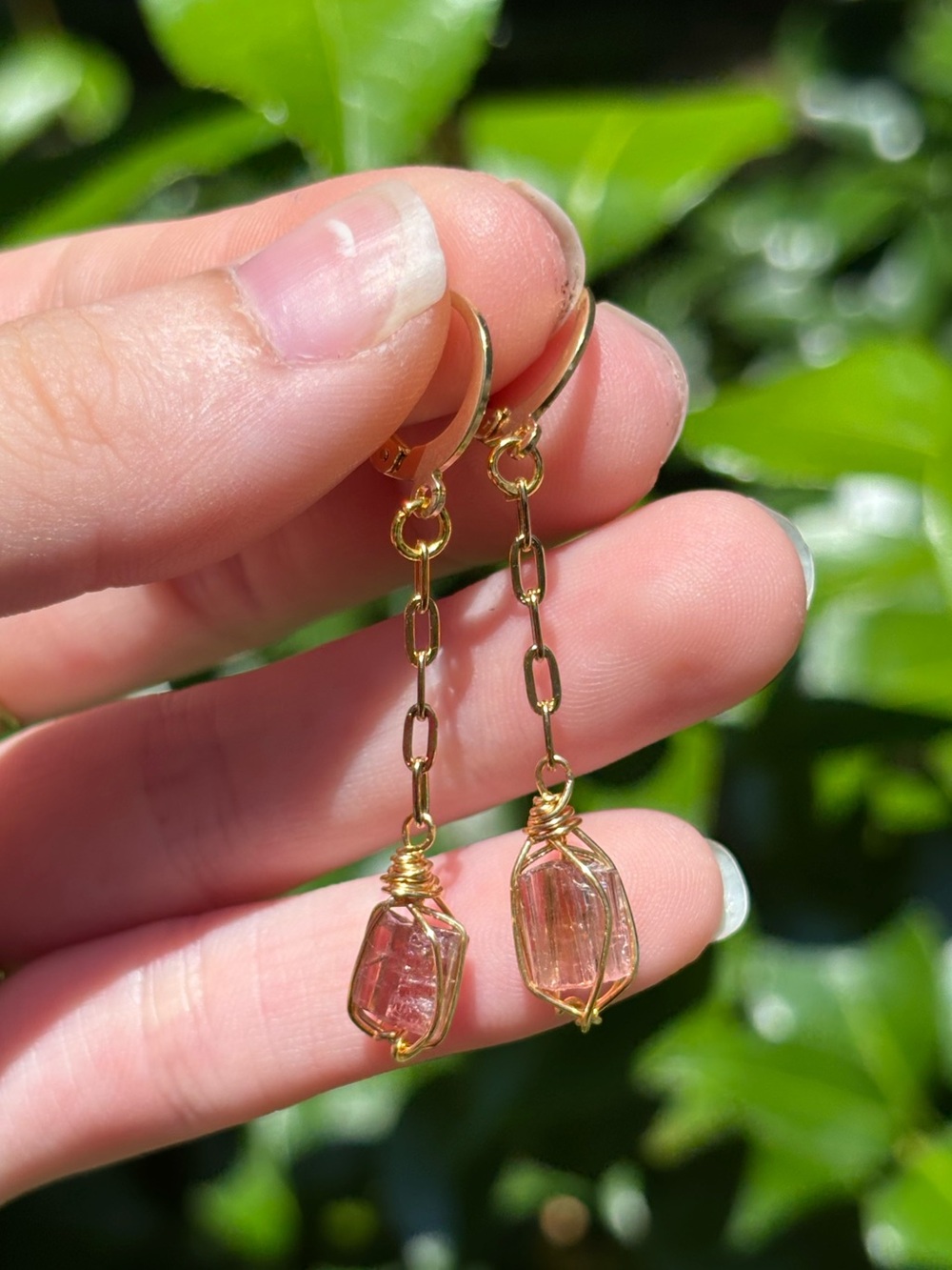 Pink tourmaline earrings